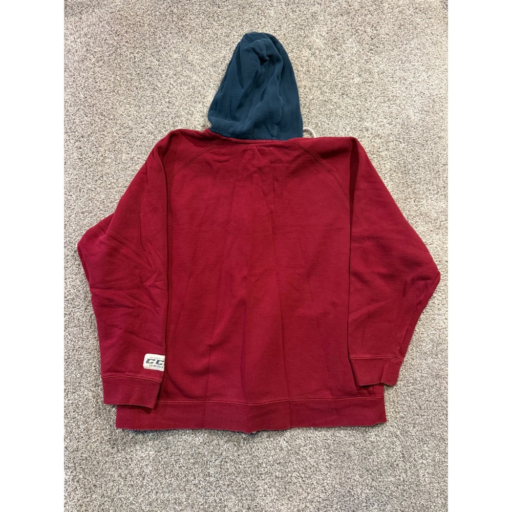 CCM Hoodie Mens 2XL Burgundy Navy CCM Hockey Full Zip Fleece Colorblock - Picture 2 of 10
